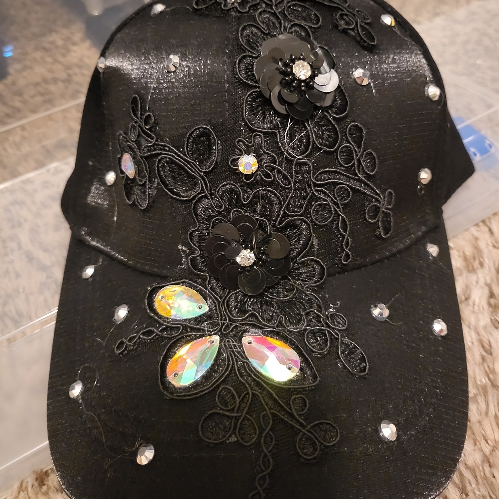 Cap Baseball Rhinestone Black NWT